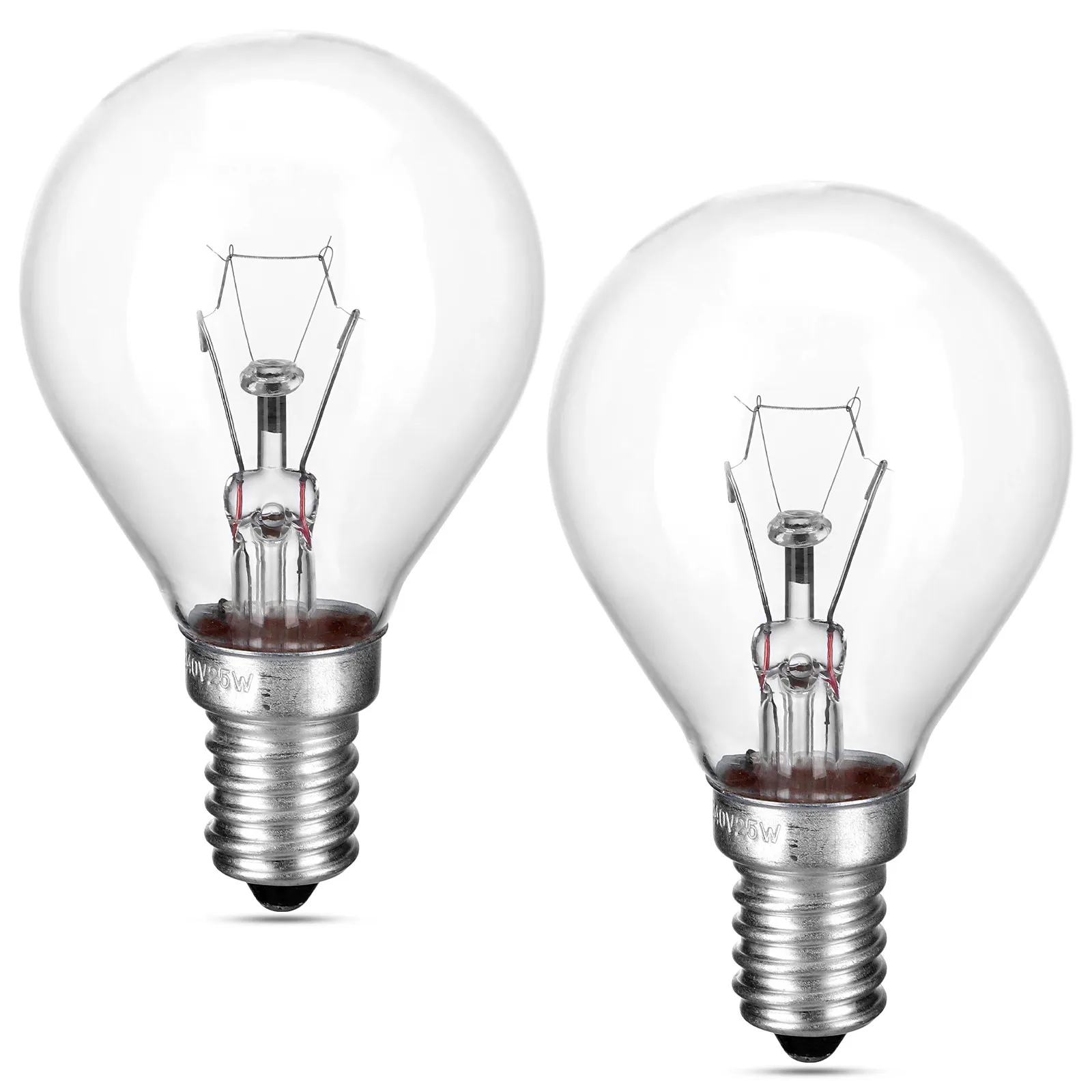 2Pcs E14 25W 따뜻한 전구 향기 워머 아로마 램프 오븐 조명기구에 대한 투명한 표면 알루미늄 유리 구조