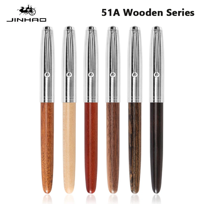 Jinhao 51A 나무가 우거진 만년필 럭셔리 우아한 서예 잉크 펜 EF/F 펜촉 쓰기 잉크 펜 편지지 사무실 학교 용품