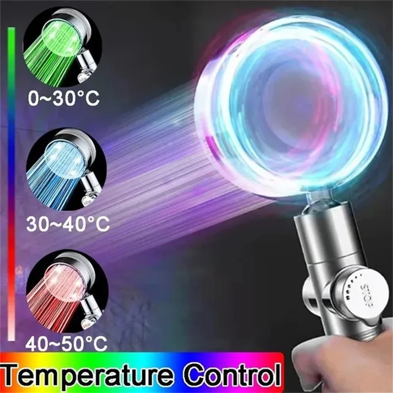 Water Saving RGB LED Shower Head Temperature Control