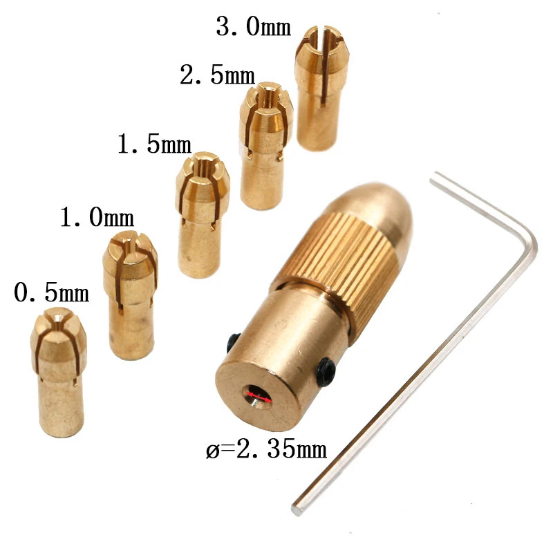 

7pcs Copper 0.5-3mm Micro Electric Drill Collet Mini Twist Drill Tool Chuck Motor Shaft Drill Bit Small Electric Grinding Drill