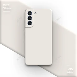 Minimalist Liquid Silicone Shockproof Soft Phone Case - Samsung S21 (Lvory White)