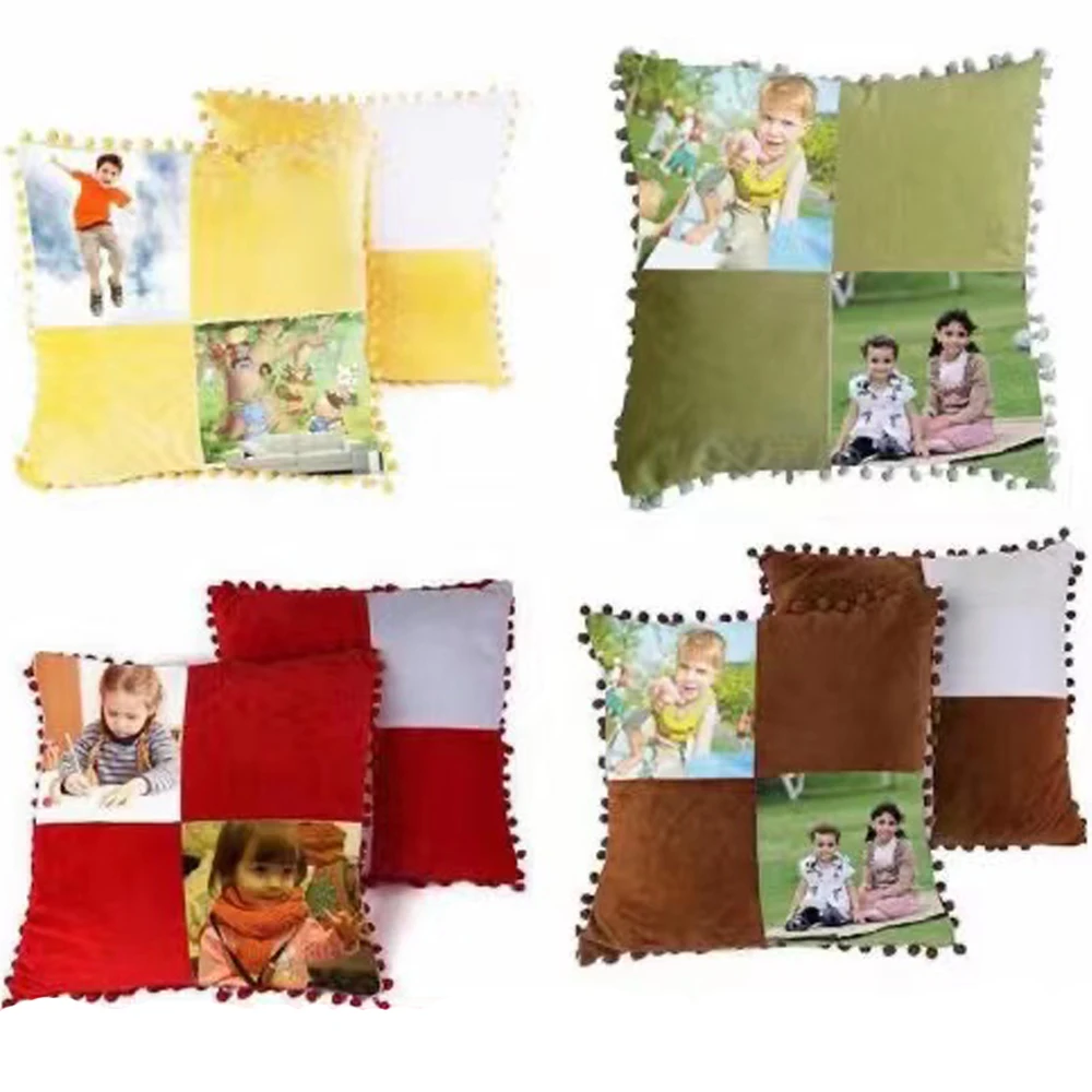 

Бесплатная доставка, 10 шт./партия, сублимационные заготовки, бархатные наволочки с маленьким шариком для украшения дома на заказ