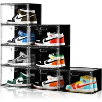 New 8 Pack Shoe Boxes Stackable, Large Shoe Storage Organizer with Lids,Drop Side Shoe Containers for Entryway,Sneaker Storage 1