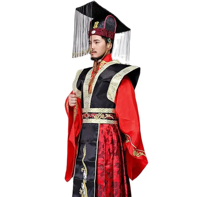 

Male Emperor Costume The Qin Dynasty Imperial Red Dress Wedding Gown Chinese Ancient Hanfu Film TV Cosplay Apparel