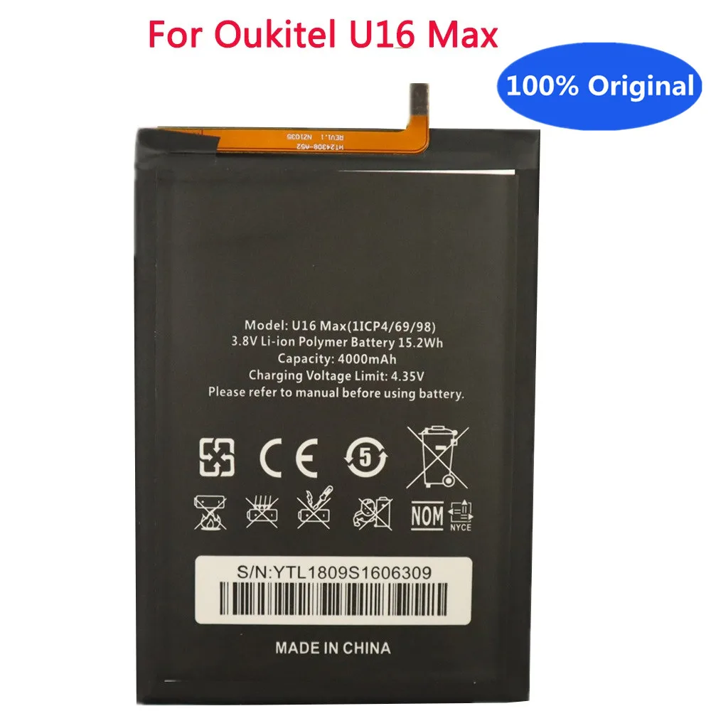 

100% Оригинальный аккумулятор большой емкости 4000 мАч U16 Max для смартфонов Oukitel U16 Max