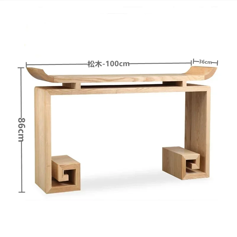 Simple Solid Wood Middle Hall Strip Desk against the Wall Narrow Edge Antique Decoration Light Luxury Entrance Cabinet