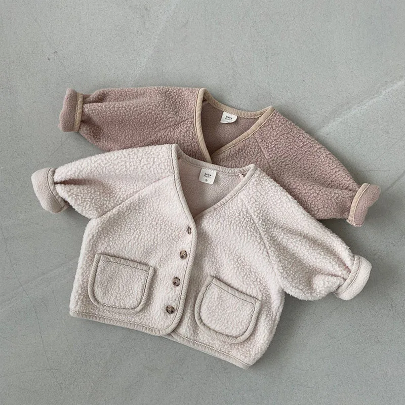 3346B Baby Coat 2022 Autumn and Winter Soft Warm Baby Boy's Jacket Coat Casual Cardigan Polar Fleece 0-3Year Baby Girl Coat