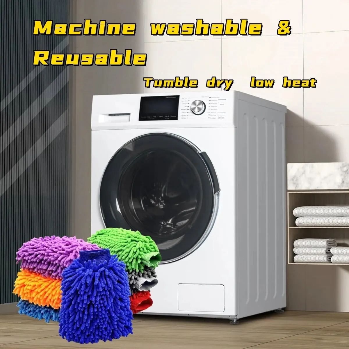 Ultra-Absorbent Double-Sided Microfiber Car Wash Mitt - Scratch-Free Chenille Cleaning Glove