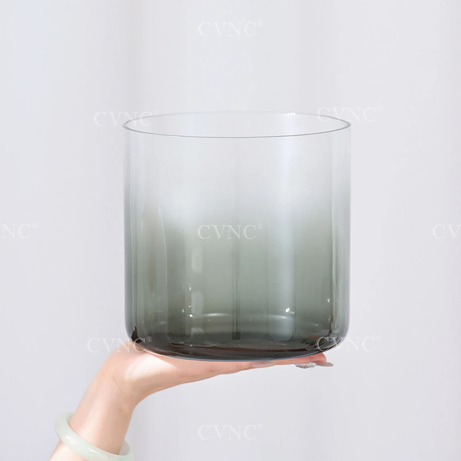 

CVNC Alchemy Clear Aria Ink Half Colored Crystal Singing Bowl For Meditation, Sound Healing, Body Relax, F Note, 440Hz/432Hz