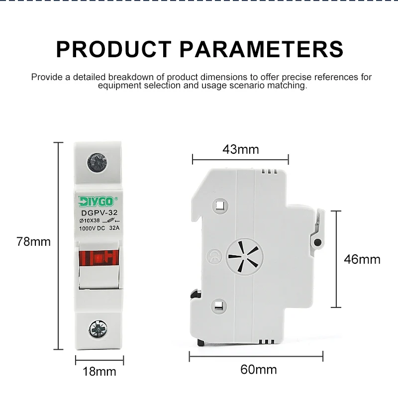 DIY GO Solar PV 1000 V Sicherungshalter, geeignet für 10 x 38 mm PV-Sicherung, Sicherungsverbindung für Sonnensystem-Schutzbasis, Photovoltaik-Schutz – Detail 10