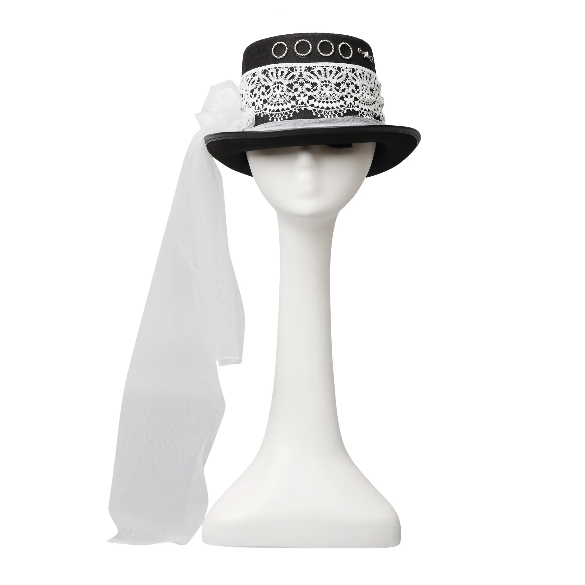 

Women Handmade Steampunk Top Hat Magic Bowler Hat Punk Cosplay Fedora