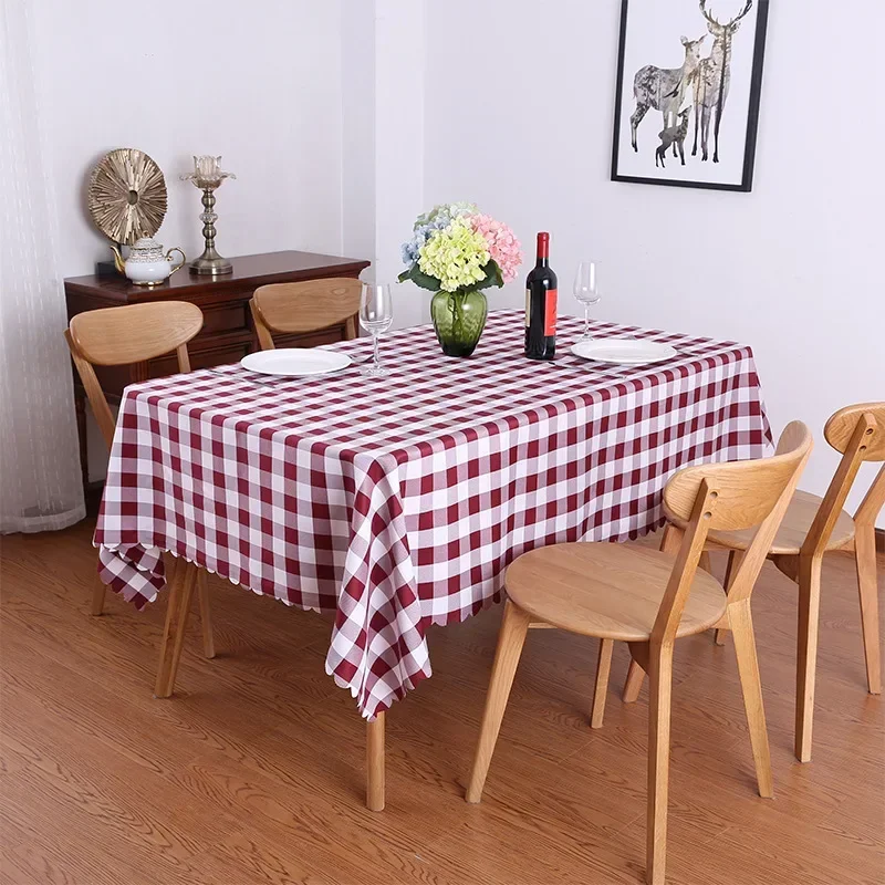 

Simple style home western picnic cloth red and white restaurant restaurant rectangular plaid polyester tablecloth green