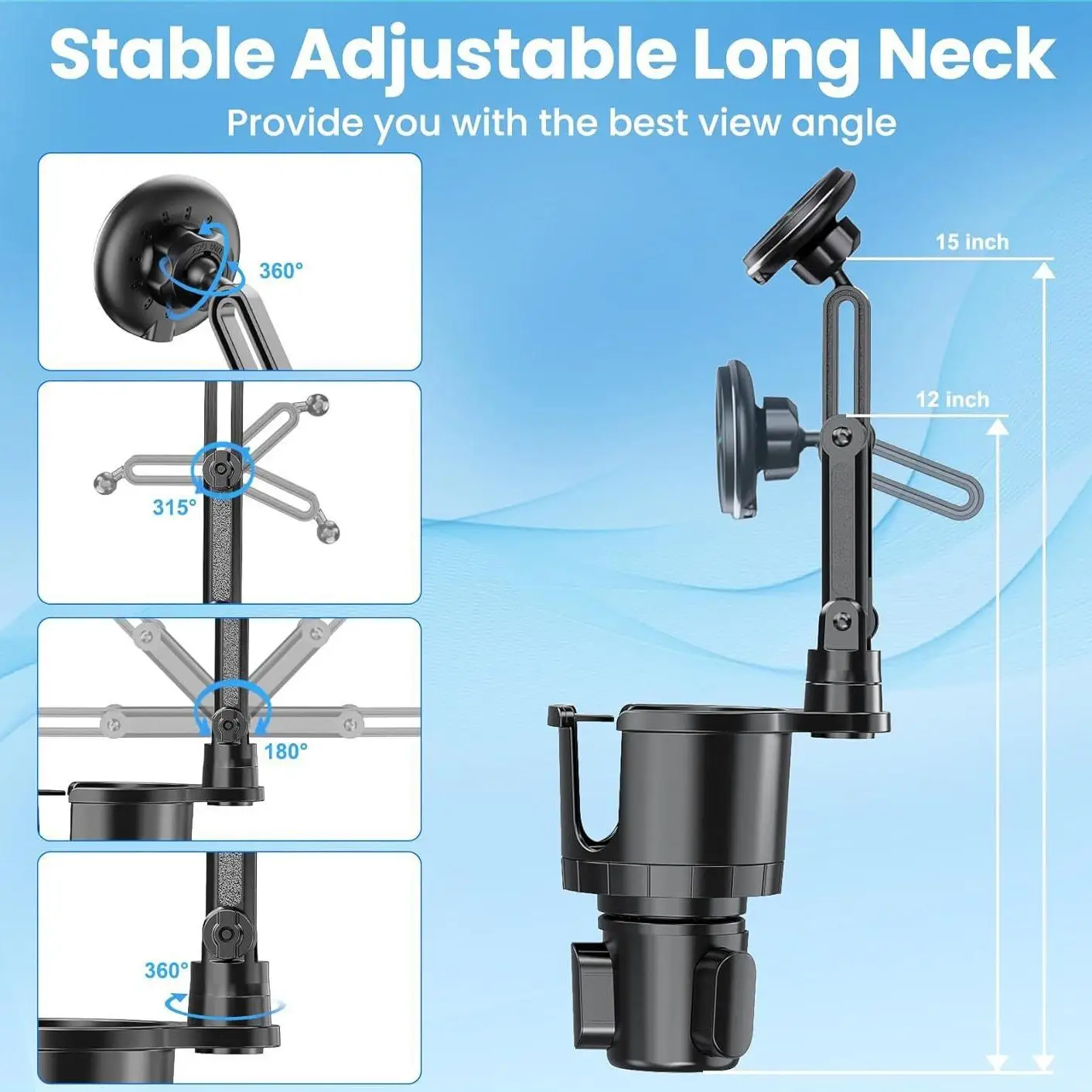 New Car Phone Holder Multifunctional Car Cup Holder Suction Mobile Phone Navigation Holder Magnetic Wireless Charger