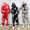 DENIM TEARS Fashion New Men's Women's Same Kapok Foam Printing Loose Velvet Hooded Sweater Trousers Set 1