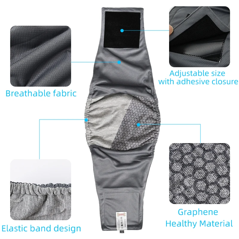 Reusable Dog Diaper 2pack Washable Graphene Male Dog Belly Wrap Antibacterial Absorbent Pet Waist Band Leakproof Sanitary Pant