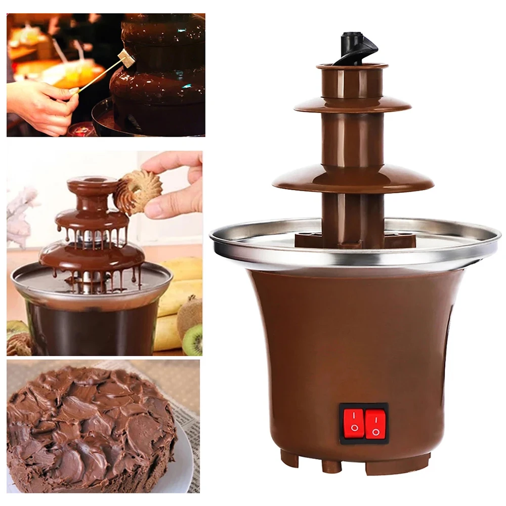 Mini Chocolate Fountain DIY Handmade Chocolate Melting With Heating Fondue 3 Tier Hotpot For BBQ Household Kitchen Supplies stainless steel bathtub hair catcher stopper shower drain hole filter with handle for kitchen supplies sink strainer floor drain