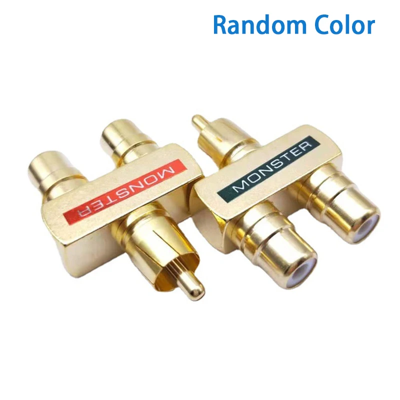 

1Pair RCAxMale Plug To 2xRCA Female Sockets Connectors Excellent Audio Terminals gold plated folha de metal