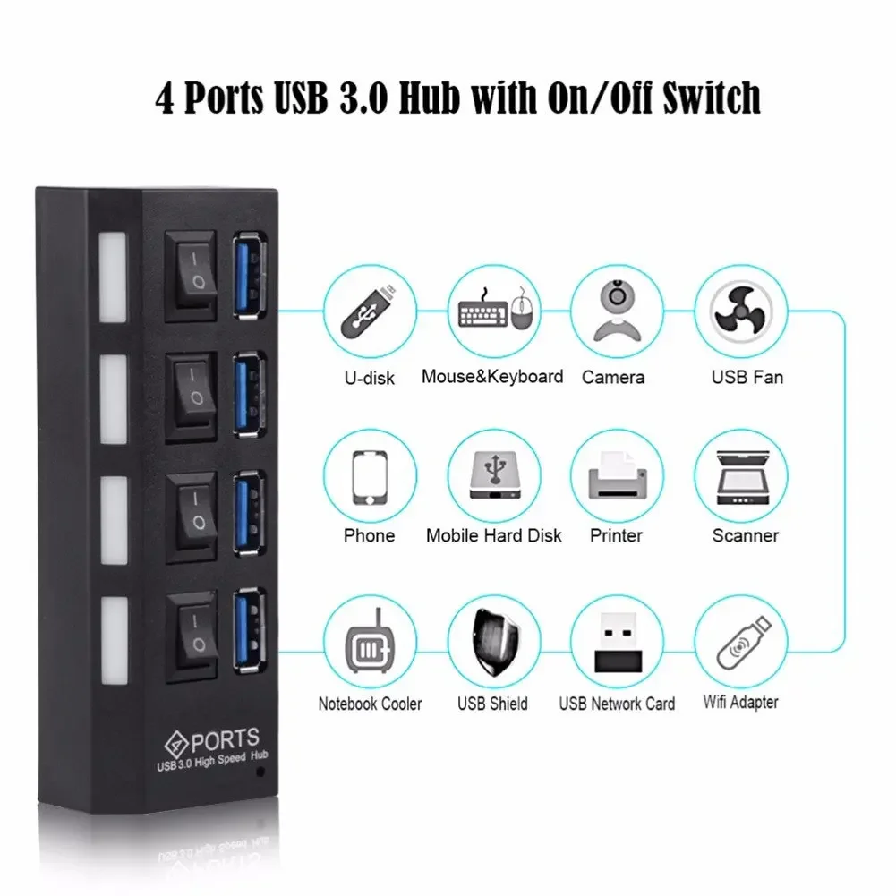 Nworld Multi Ports USB HUB 3.0 4/7 Ports Switches Power Adapter  Computer Accessories USB Splitter 5Gbps PC Accessories 2