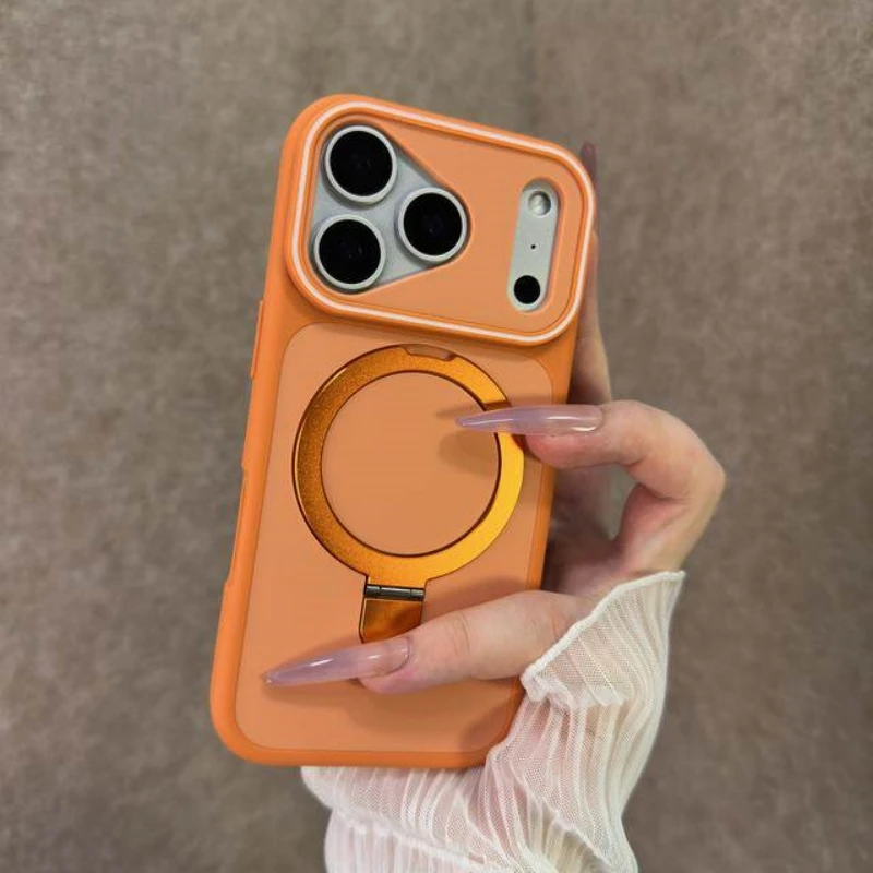 Luxury Magnetic Metal Ring Holder with Wireless Charging Armor Cover
