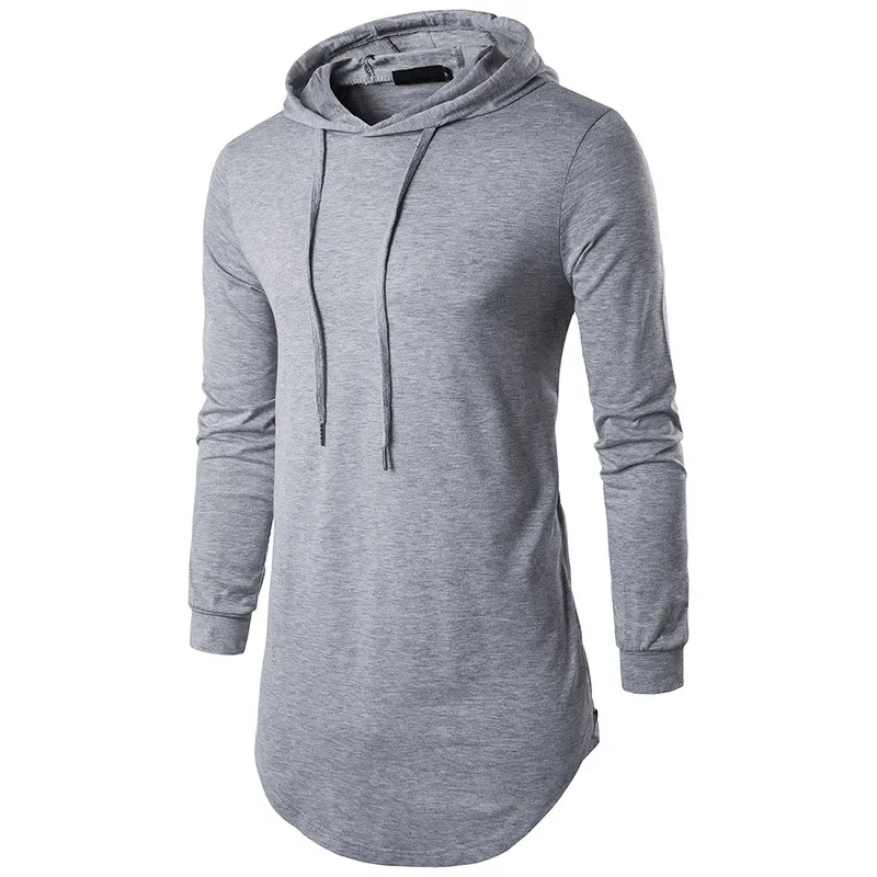 

2024 Men's Spring New Fashion Personalized High Level Street Style Long Hooded T-shirt
