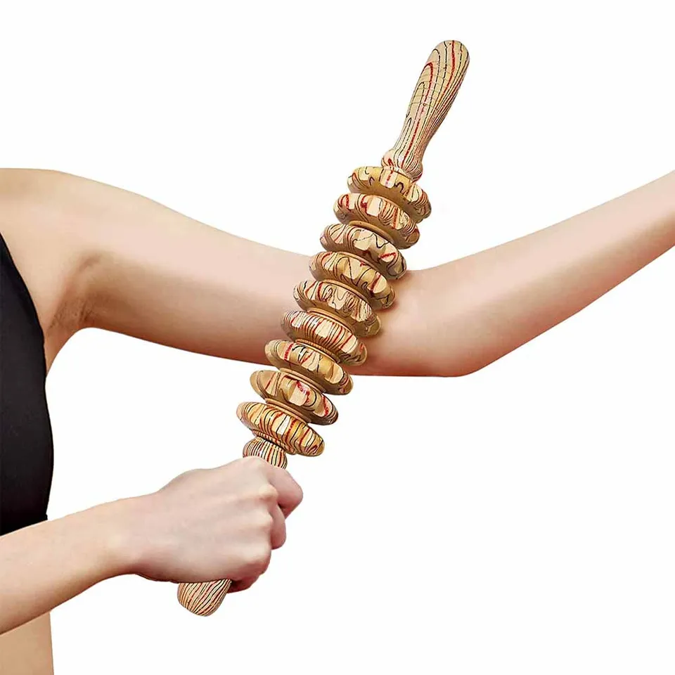 Natural Wooden Massage Roller Stick for Pain Relief