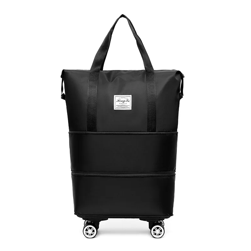 Weekend Expandable Rolling Duffle Pack Folding Luggage Bags Lightweight Consignment Bag with Wheel Dry-Wet Separation Travel Bag