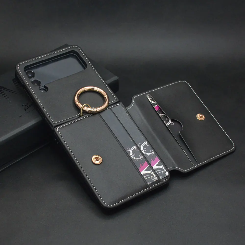 Z Flip4 Funda Custodia Per Samsung Galaxy Z Flip4 Z Flip3 Z Flip5 Portafoglio Per Carte Con Anello Più Fine Coque Custodia Per Cellulare Capa Z Flip 5