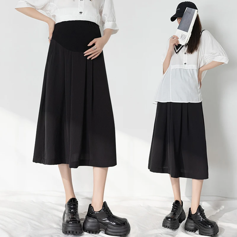 Spring Summer New Wear Fashion Maternity Chiffon Skirt Mid-length A-line Skirt High Waist All-match Suit Pregnancy