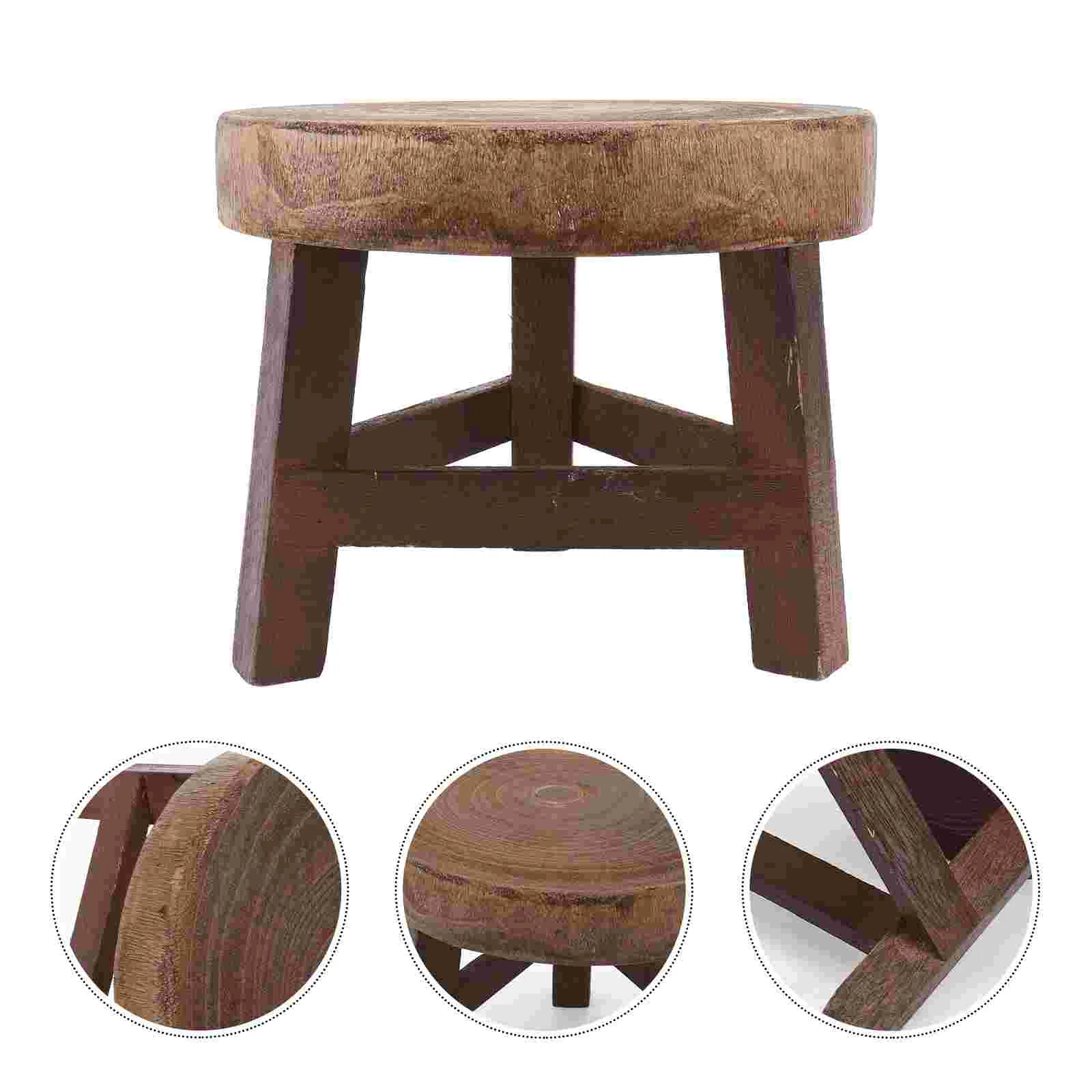 

Mini Wooden Stool Display Stand Round Flower Pot Stool Potted Rack Planter Holder Flower Shelf Bonsai Rack Plant Pot