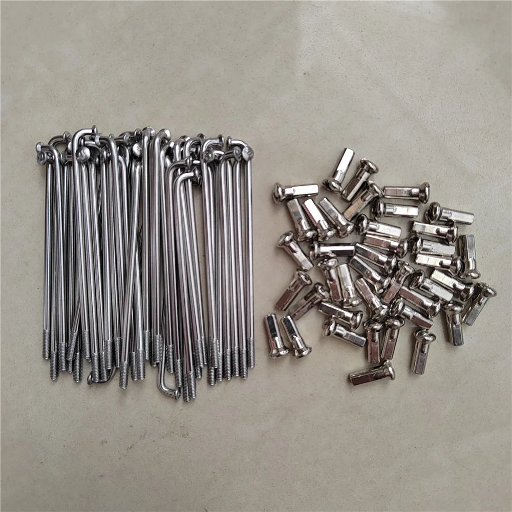 Bicycle Spokes Nipples 40PCS/Lot 13G 2.2mm 60-150mm Stainless Steel