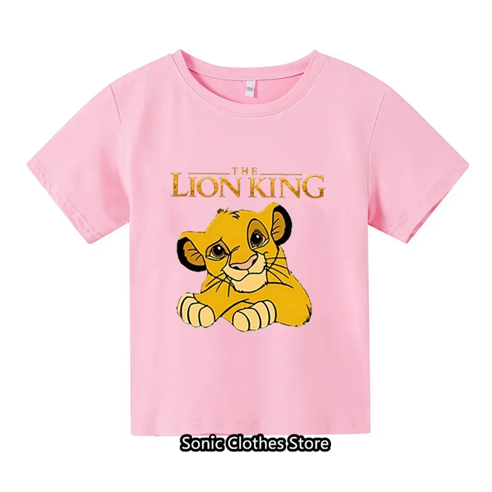 thumbnail image 1 of Nueva camiseta de verano para niños con estampado de dibujos animados de animales del rey León Simba, camiseta estampada para niños y niñas, 1 of 4