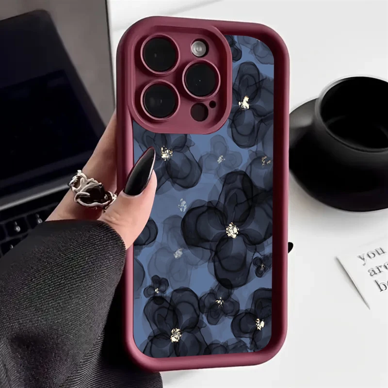 Elegant Diamond Floral Design Silicone Soft Phone Case