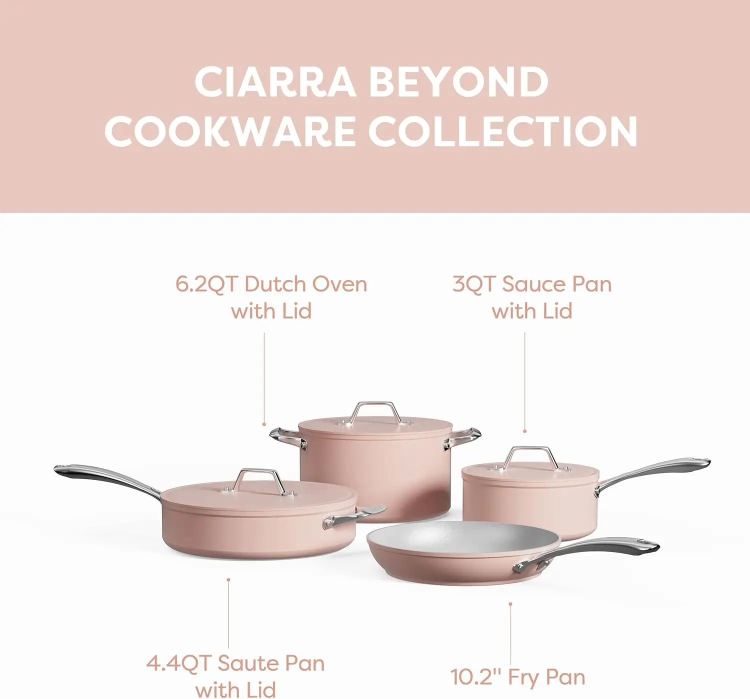 Ceramic Pots and Pans Set with Lid, Non Toxic Cooking Set Free, Oven Safe 2