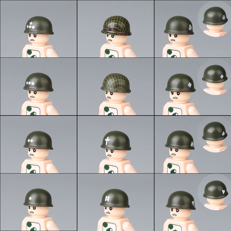 Moc City Hat Building Blocks Ww2 Us Army Military Soldier Figures Casco Headwear Cap Armi Officer Accessori Mattoni Toy Boy