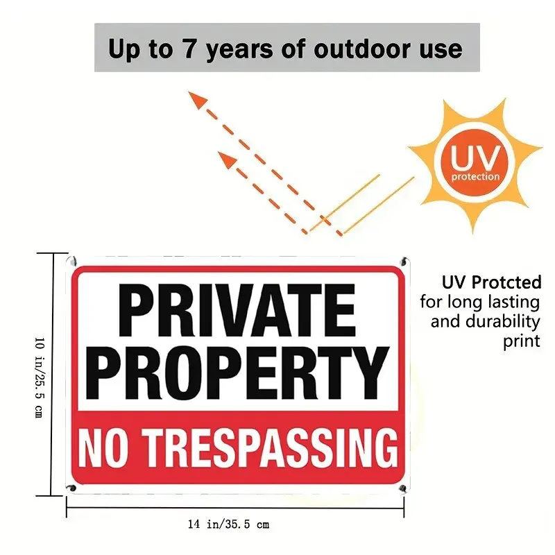 Private Property No Trespassing Sign,Rust Free Aluminum Signs with 4 Holes-Perfect for Home & Business Outdoor Use-Warning