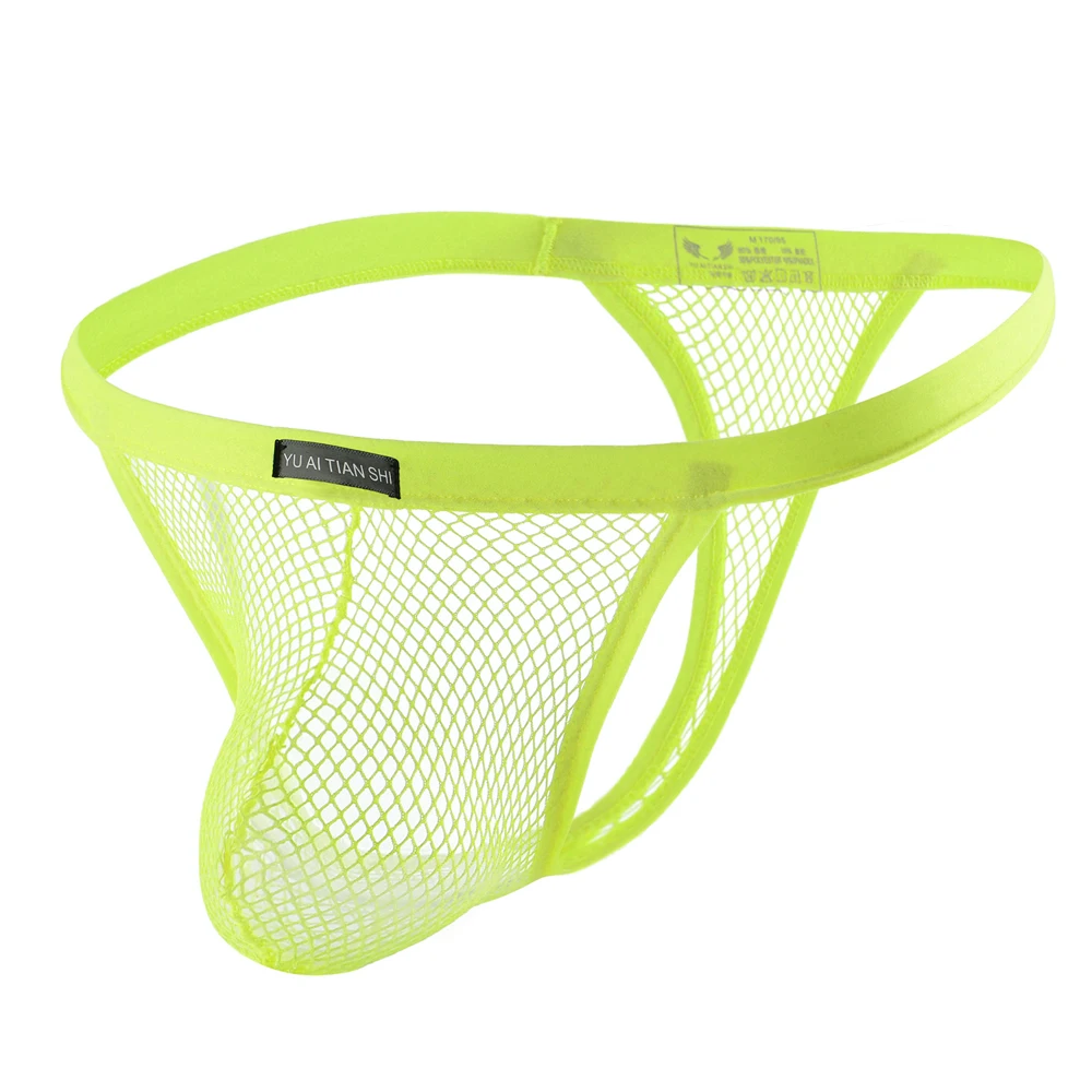 Men Underwear Shorts Sexy Mesh Transparent Attractive Briefs Bikini G-string Thong Jocks Tanga Low Waist T-back