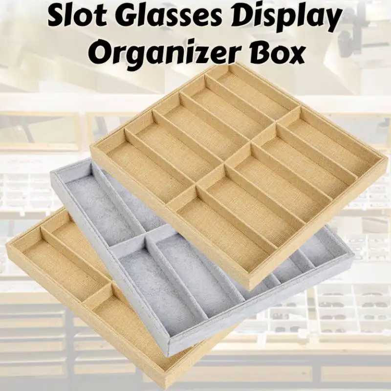 Fashion Glasses Cases Beige 10 Grids Sunglasses Display Box Sunglasses Display Glasses Display Props Jewelry Organizer Tray