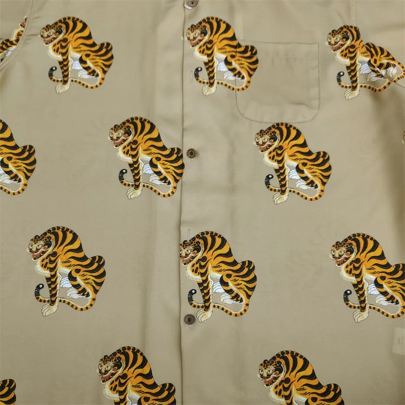 High Quality WACKO MARIA Print Tiger Totem Shirt Summer Casual Short Sleeve Shirt Mens Womens Hawaii Shirt Tops 3