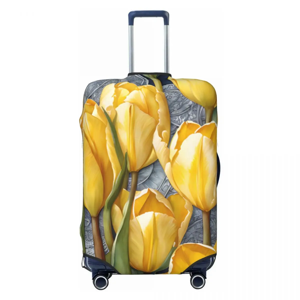 Yellow Tulip Flower Suitcase Cover Watercolor Plant Business Protection Holiday Elastic Luggage Supplies 2