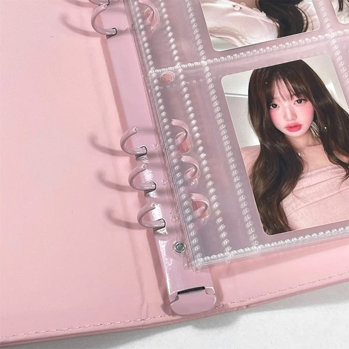 IFFVGX Pink A5 Kpop Idol Binder Photocard Holder PU Photo Album Photocards Collect Book Card Storage Kawaii Stationery 포토카드 용품
