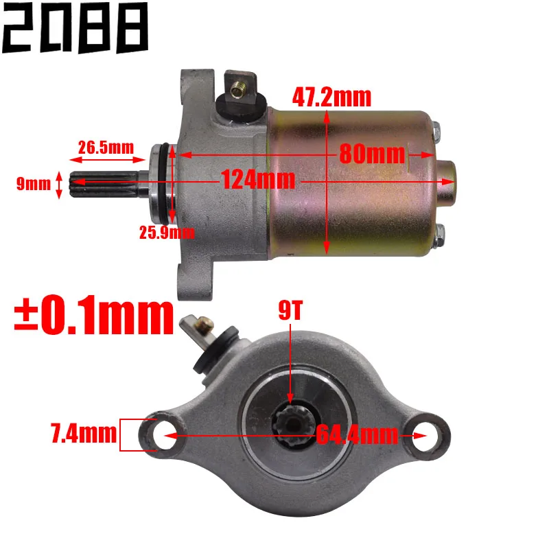 Motorcycle Engine Electric Starter Motor For Yamaha ZY100 JOG100 RS100 RSZ100 ZY JOG RS RSZ 100 Engine Spare Parts