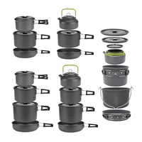 Batterie de cuisine de Camping pour 1 à 7 personnes, casserole et poêle légères et portables avec sac de transport, parfait pour le Camping en plein air 1