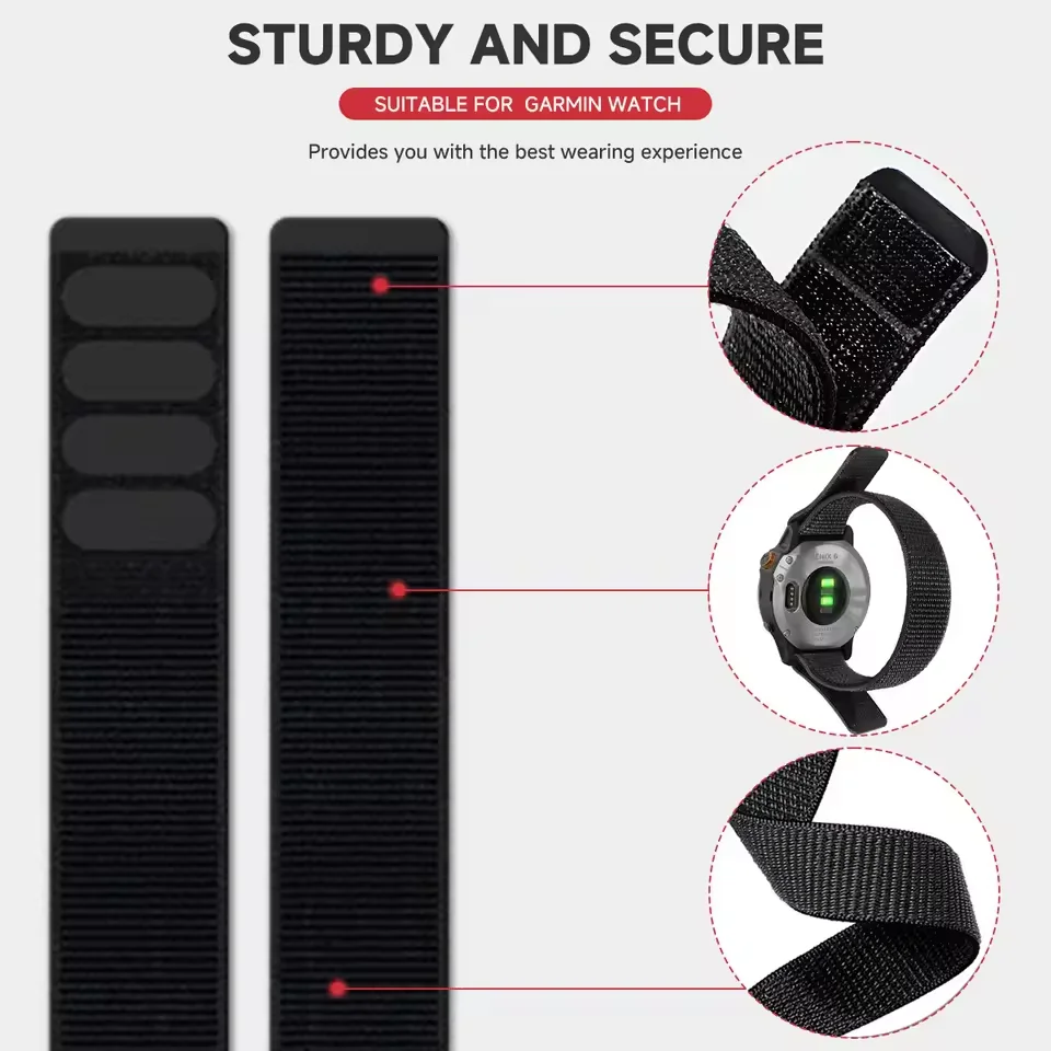 Versatile Hook and Loop Nylon Sports Wristband Strap - Available in Multiple Sizes