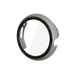 Premium Tempered Glass Bumper Case for Google Pixel Watch - Hard-Shell Protector with Strap and Screen Film (Gray)