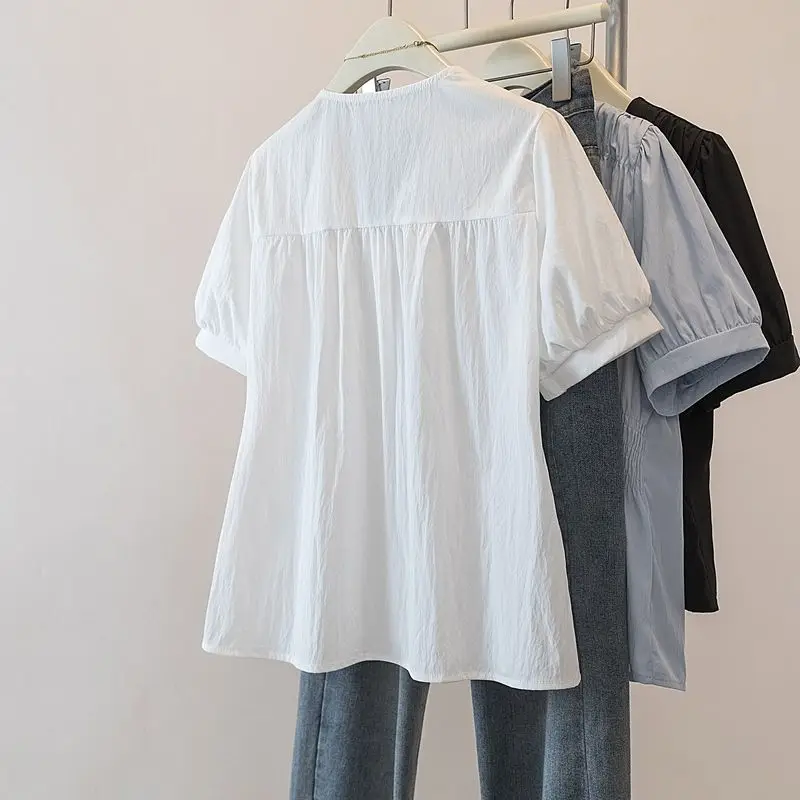 200 Pounds Plus Size Elastic Waist Office Lady Trend Shirt