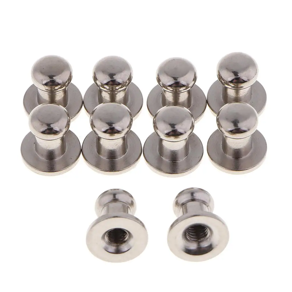 10Pcs Flat Head Screw/Studs/Rivets Belt Strap Fastener DIY Leather Craft 8mm