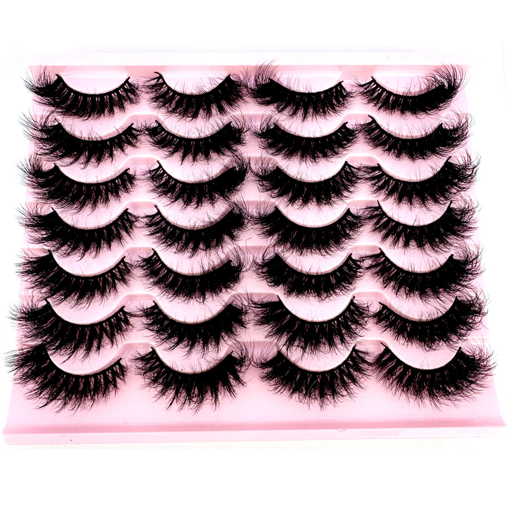 HBZGTLAD 14pairs Lashes 3D Mink Eyelashes Thick 8D Fluffy Soft Eyelash Extension Natural False Eyelashes Makeup Mink Eye Lashes