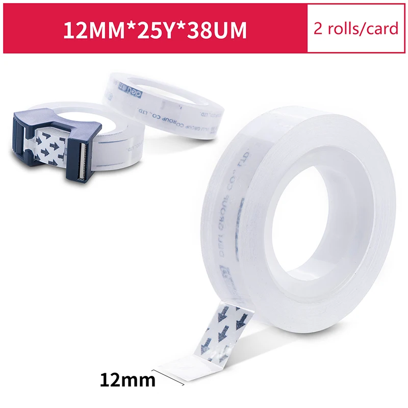 

2Pcs/Set Transparent Small Adhesive Tape With Tape Cutter 1.2cm Student Hand Tear Tape Office Stationery Supplies