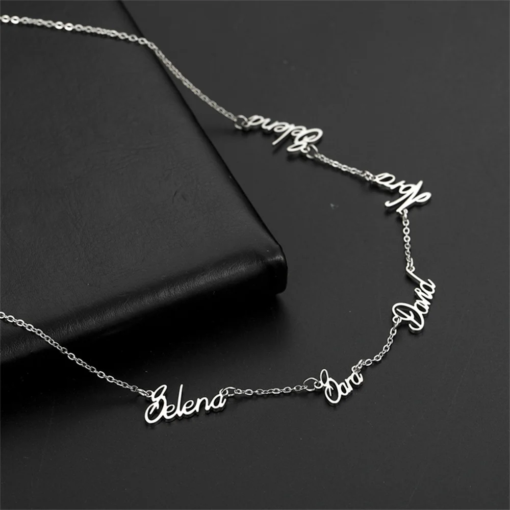 Personalisierte Halskette mit mehreren Namen für Frauen, individueller Namensschmuck, Edelstahl-Halsband, Box-Kette, Geschenk für Freunde und Familie – Detail 12