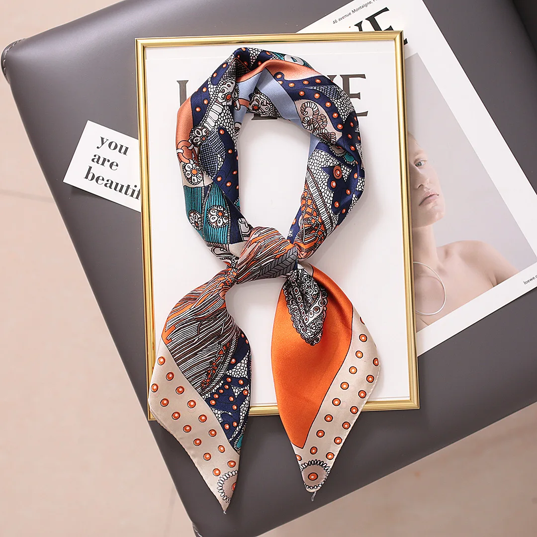 Four seasons Scarf Women Silk Satin Scarf for Women Neckerchief luxury Scarf Foulard Women Bandana Silk Scarves Laven